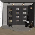 Modern Wooden Bookshelf with Multiple Shelves Books Decorative Items Floor Lamp and Cozy Rug