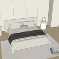 Modern Minimalist Double Bed With Neutral Bedding Round Nightstands And Table Lamps On Soft Rug