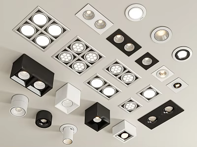 Modern Downlights And Spotlights With Various Designs For Ceiling Lighting Black And White Finish Options 3d model