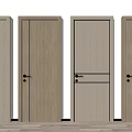 Light Colored Wooden Hinged Doors With Various Modern Panel Designs for Home 3d model