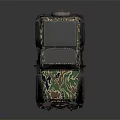 Camouflage Painted Off Road Vehicle with Black Roof and All Terrain Tires