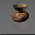 Ancient Orange Red Ceramic Vessel With Painted Striped And Geometric Designs 3d model