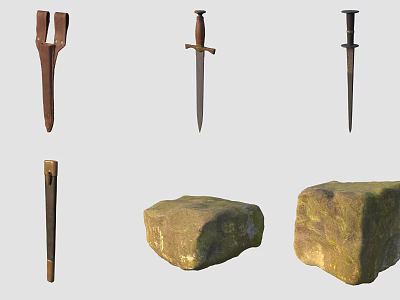 Ancient sword scabbard stone 3d model