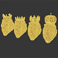 Four Royal Lion Head Sculptures With Various Crown Designs For Decoration