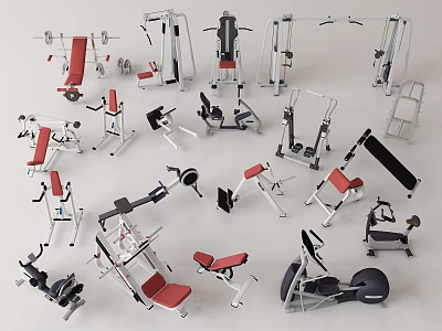Diverse Sports Equipment Collection For Fitness Training Including Dumbbells Weight Machines And Gear 3d model