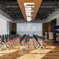 Modern Training Room Multifunctional Meeting Room Long Table Lecture Desk 3d model