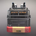 Black Police Armored Vehicle With Red Yellow Front Bumper Red Wheels And Roof Equipment