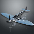 Vintage Silver Propeller Airplane Model with Wide Wings and Cockpit on Dark Reflective Surface