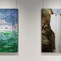 Book Art Gallery Exhibition Featuring Colorful Paintings on White Walls in Bright Space