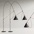 Modern Black Floor Lamps With Red Cords And Unique Arch Shaped Metal Design