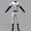 White Baseball Uniform With Blue Sleeves Red Number 41 And White Pants