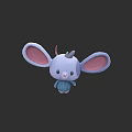 Cute Cartoon Mouse Character With Big Pink Ears And Blue Outfit