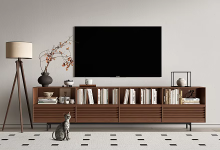 Quiet Ancient TV Cabinet Floor Lamp Book Jewelry TV Vase Flower Bookcase 3d model