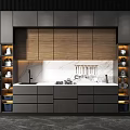 Modern Kitchen Interior Featuring Black And Wooden Cabinets Countertop And Sink