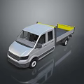 Silver Double Cab Van With Yellow Cargo Bed And Modern Commercial Design 3d model