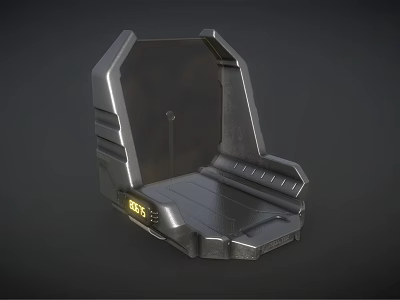 Industrial Weapon Stand With Metallic Build Glowing Yellow Numbers 073 And Futuristic Design 3d model