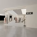 Modern Clothing Store Interior Design With Displayed Clothes Mannequins Racks And Potted Plants
