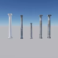 Five Different Classic Columns In White And Gray With Blue Sky Backdrop