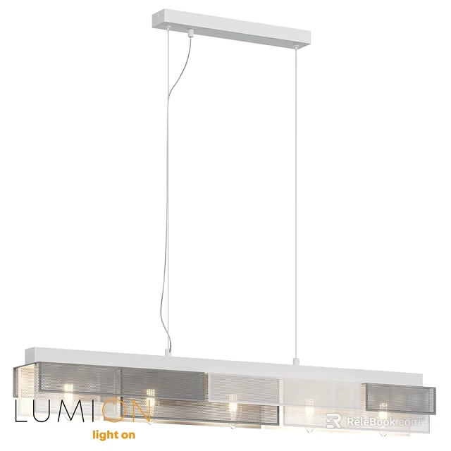 Modern Linear Chandelier with Metal Frame and Transparent Shade for Interior Lighting 3d model 