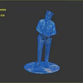 Game Movie Character Police Officer Figurine in Blue Uniform with Cap Standing on White Base