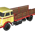Vintage Yellow Leyland Functional Truck With Red Wooden Cargo Bed And Utility Design