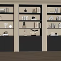 Modern Full Wall Bookcase Books Ornaments Bookshelf 3d model