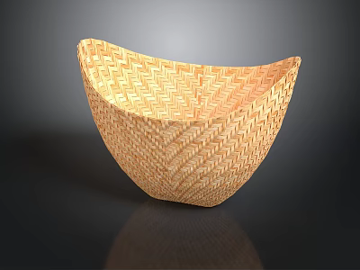 Light Brown Handmade Woven Storage Basket For Home Organization And Decor 3d model