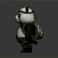 Creative Panda Sculpture with Green Headband Gold Chain Camouflage Pants Belt and Ammunition Straps