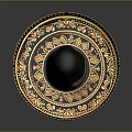 Traditional Mexican Sombrero With Black Crown And Gold Geometric Decorative Edge