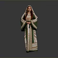 Traditional Women's Clothing In Green And White With Floral Patterns Design