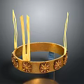 Ornate Golden Crown With Intricate Floral Patterns And Upright Decorative Strips