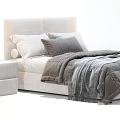 Modern Double Bed Interior Design With Sleek Headboard White Gray Pillows Soft Quilt