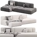 Modern Comfortable Sectional Sofa With Soft Upholstery Pillows And Throw Blanket 3d model