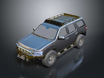Sturdy Off Road SUV With Roof Rack Front Bumper And Dark Colored Body 3d model