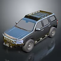 Sturdy Off Road SUV With Roof Rack Front Bumper And Dark Colored Body