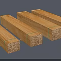 Natural Wooden Planks Bundled With Green Straps Neatly Arranged On Gray Background