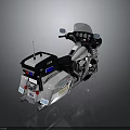 White LAPD Police Motorcycle With Blue Red Emergency Lights And Equipment Storage