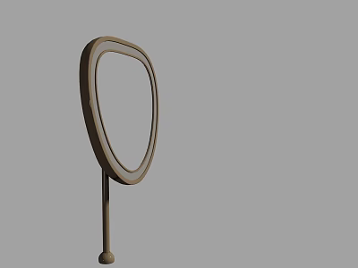 Oval Shaped Mirror With Wooden Frame And Simple Base Stand Design 3d model