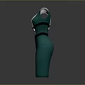 Modern Green Dress Sculpture With White And Black Accents And Sleek Design