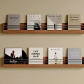 Wooden Wall Mounted Shelves with Various Book Covers and Modern Design