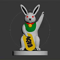 White Rabbit Decorative Home Furniture With Green Scarf Bell Yellow Sign And White Base