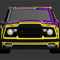 Vibrant Purple Yellow Racing Style Car With Rear Spoiler And Modified Design