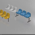 Colorful Public Chairs With White Blue Yellow Connected Row Design For Public Spaces