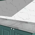 Green Kitchen Cabinets With Upper And Lower Storage And Marble Wall Countertop 3d model