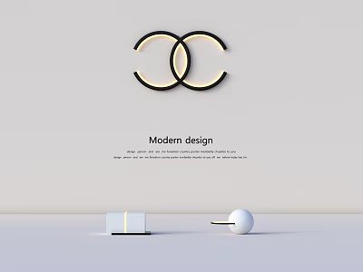 Modern Design Wall Lamp With Double Circular Rings And Sleek Black Frame 3d model