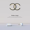 Modern Design Wall Lamp With Double Circular Rings And Sleek Black Frame 3d model