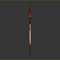 Curved Top Brown Beige Staff With Red Orb Mythical Fantasy Design