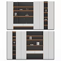 Modern White And Black Bookcase With Open Shelves And Decorative Items