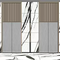 Elegant Modern Elevator Doors With Wooden Accents And Luxurious Marble Walls