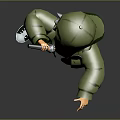 3D Model Girl Character With Green Jacket Striped Dress Black Stockings And Cap Dancing Pose
